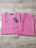 Women’s Stylish Linen Co-Ord Set – Sleeveless V-Neck Top & Wide-Leg Pants | Pink