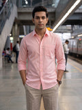 Men Pink Textured Pure Cotton Casual Shirt – Regular Fit
