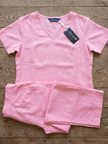 Women’s Solid Linen Co-Ord Set with V-Neck Top & Wide-Leg Pants