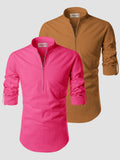 Mens Casual ZIP Style Full Sleeve Cotton Kurta (Pack 2)