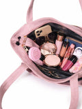 Women’s Pink PU Leather Tote Handbag | Stylish Spacious Shoulder & Carry Bag with Multiple Pockets