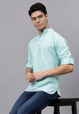 Men's Cotton Blend Slim Fit Short Kurta