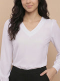 Women’s Crepe Formal Top | Elegant V-Neck Office Wear Blouse