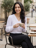 Women’s Crepe Formal Top | Elegant V-Neck Office Wear Blouse
