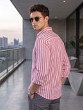 Men’s Pure Cotton Pink Striped Casual Shirt – Regular fit, Full Sleeves