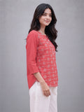 Women’s Red Pure Cotton Printed Kurti with 3/4 Sleeves