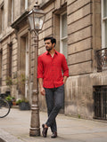 Men's White Self-Design Pure Cotton Straight Kurta | Mandarin Collar | Full Sleev