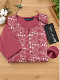 Women’s Dusty Rose Pure Cotton Floral Printed 3/4 Sleeve Kurti with Front Button Detail