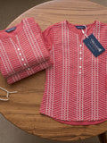Women’s Red Pure Cotton Printed Kurti Top with 3/4 Sleeves