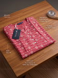 Women’s Red Pure Cotton Printed Kurti with 3/4 Sleeves
