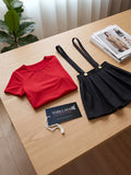 Women’s Suspender-Style Lingerie Set with Flared Mini Skirt ( RDB03 )