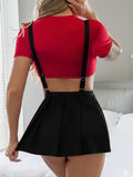Women’s Suspender-Style Lingerie Set with Flared Mini Skirt ( RDB03 )