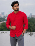 Men's White Self-Design Pure Cotton Straight Kurta | Mandarin Collar | Full Sleev