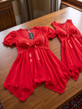 Women’s  Sheer Babydoll Nightdress with Lace Bodice and Puff Sleeves
