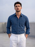 Men’s Royal Blue Checked Cotton Full Sleeve Casual Shirt
