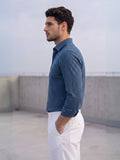 Men’s Royal Blue Checked Cotton Full Sleeve Casual Shirt
