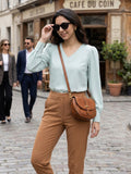 Women’s Crepe Formal Top | Elegant V-Neck Office Wear Blouse