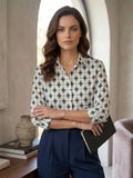 Women’s Printed Casual Office Shirt – Elegant Regular Fit Top