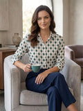 Women’s Printed Casual Office Shirt – Elegant Regular Fit Top