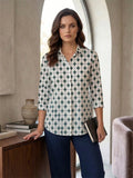 Women’s Printed Casual Office Shirt – Elegant Regular Fit Top