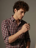Men Maroon Regular Fit Check Full Sleeves Casual/Formal Shirt