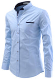 Mens Casual Full Sleeve Silver Button Shirt