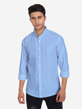 Men Pure Cotton Mandarin Collar Casual Shirt