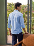 Men’s Pure Cotton Textured Formal Casual Shirt – Sky Blue