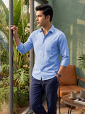 Men’s Pure Cotton Textured Formal Casual Shirt – Sky Blue