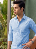 Men’s Pure Cotton Textured Formal Casual Shirt – Sky Blue