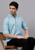 Men's Cotton Blend Slim Fit Short Kurta