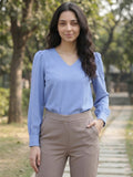 Women’s Crepe Formal Top | Elegant V-Neck Office Wear Blouse