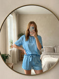 Vida Loca SKY BLUE Two Piece Set, Loungewear Set T-shirt & Shorts, Short Sleeve Women And Girls