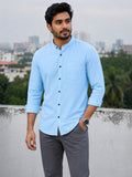 Men's White Self-Design Pure Cotton Straight Kurta | Mandarin Collar | Full Sleev