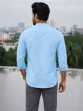 Men's White Self-Design Pure Cotton Straight Kurta | Mandarin Collar | Full Sleev