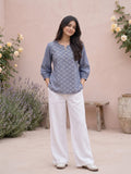 Women’s Dark Grey Pure Cotton Printed Casual Kurti Top