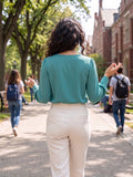 Women’s Crepe Formal Top | Elegant V-Neck Office Wear Blouse