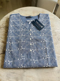 Women’s Blue Pure Cotton Embroidered Casual Kurti Top