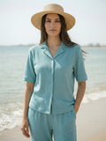 Women’s Teal Blue Linen Lounge Co-ord Set | Relaxed Fit Casual & Travel Wear