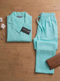 Women’s Teal Blue Linen Lounge Co-ord Set | Relaxed Fit Casual & Travel Wear