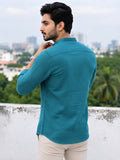 Men's White Self-Design Pure Cotton Straight Kurta | Mandarin Collar | Full Sleev