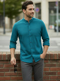 Men's White Self-Design Pure Cotton Straight Kurta | Mandarin Collar | Full Sleev