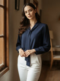 Women Solid Tie-Up Neck Crepe Top