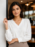 Women Solid V-Neck Regular Fit Top