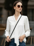 Women Solid Tie-Up Neck Crepe Top
