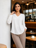 Women Solid V-Neck Regular Fit Top