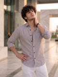 Men’s Pure Cotton Textured Gray Light  Casual Shirt – Regular fit, Full Sleeves