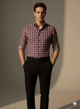 Men Maroon Regular Fit Check Full Sleeves Casual/Formal Shirt