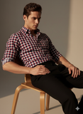 Men Maroon Regular Fit Check Full Sleeves Casual/Formal Shirt