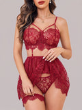 Women's Floral Lace Babydoll Lingerie Set | Elegant Sleeveless Nightwear Dress ( 271 )